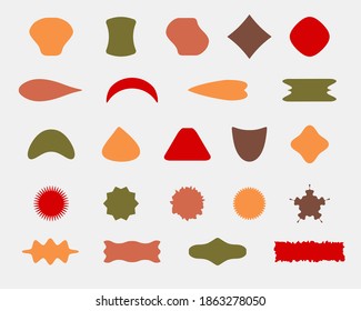 Símbolos creativos conjuntos de elementos de diseño modernos, parches y etiquetas con lugar para el texto. Elementos vectores coloridos para marca, envasado, envoltura, impresiones, productos para niños, medios sociales