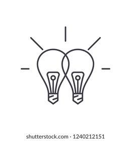 Creative synergy line icon concept. Creative synergy vector linear illustration, symbol, sign