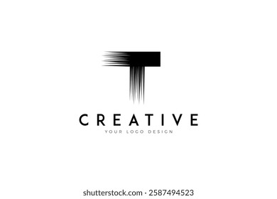Creative T Brush Letter Logo vector. T letter mark logo Design.