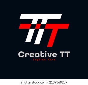 Creative T and T letter combination logo design. Linear animated corporate sports logo. Unique custom minimal design template vector illustration.