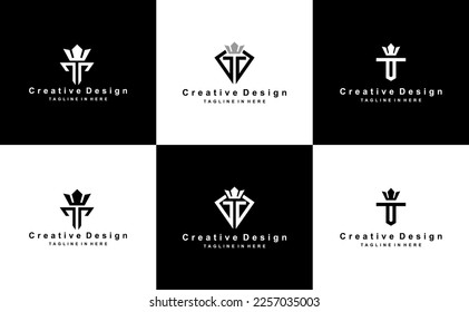 creative T letter crown luxury monogram logo design idea vector