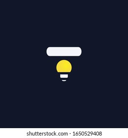 Creative t letter with lamp logo template design. Lowercase modern light bulb idea, emblem, symbol, icon in yellow. Can be used for business company, websites, brochures, posters, app, web site, UI.