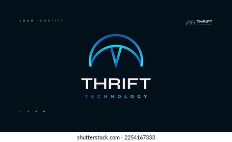 Creative T Letter Logo Design with Modern Blue Gradient Color