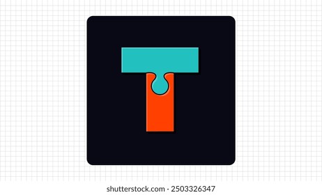 Creative T Letter Vector Puzzle Logo, Stylish Colorful Parts Logo Sign T Letter, T Character Logo Symbol