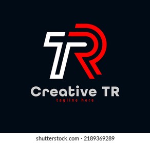 Diseño del logotipo combinado de letras T y R creativas. Logo de deportes corporativos de animación lineal. Ilustración vectorial de plantilla de diseño mínima personalizada.