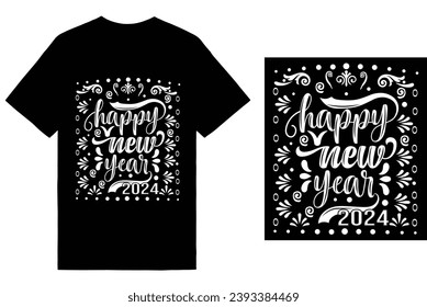 Un diseño creativo de camisetas en el feliz año nuevo 2024 .