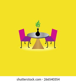 creative table chair concept with plant pot 