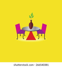 creative table chair concept with plant pot 