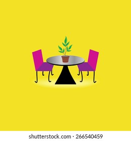 creative table chair concept with plant pot 