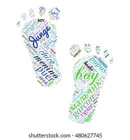 Creative tag cloud filled by word boy in different languages on white background. Vector.