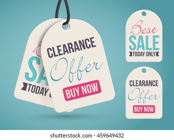 Creative Tag or Labels design of Sale and Discount on shiny sky blue background.