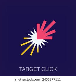 Creative target click and boom sign logo. Uniquely designed color transitions. Button and explosive logo template vector.