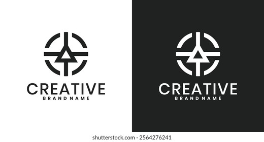 Creative target logo design, target symbol combined with triangle sign