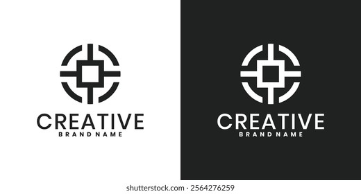 Creative target logo design, target symbol combined with square sign