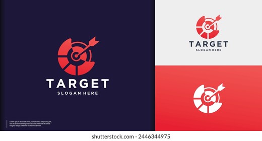 creative of target logo template inspiration. abstract dartboard circular with arrows center shape.