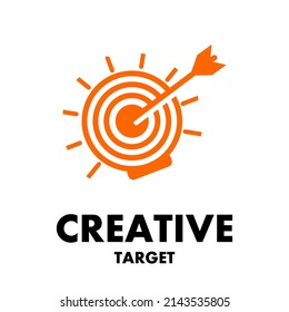 Creative target vector logo template. This design use bulb lamp and arrow symbol. Suitable for business.