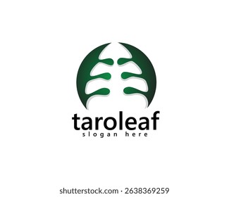 creative taro leaf logo shadow taro leaf inside circle ,logo design inspiration