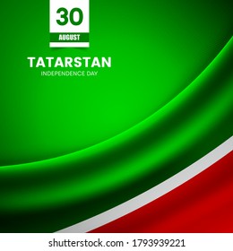 Bandera creativa de Tartaristán sobre textura de tela. Antecedentes del día de la independencia de estilo vintage