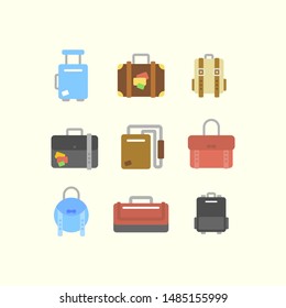 Creative Tavel Bag and Backpack Icon set, It can be used in advertising, Web design, Graphic Design or Pattern Fabric
