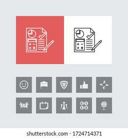 Creative tax form filling Line Icon with Bonus Icons. 