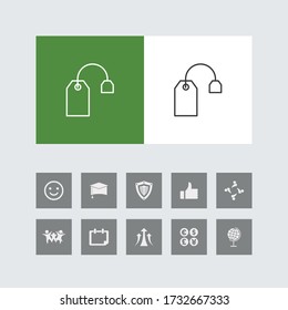 Creative tea bag Line Icon with Bonus Icons. 