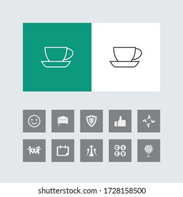 Icono creativo de la línea de la copa de café o té con Iconos extra. 