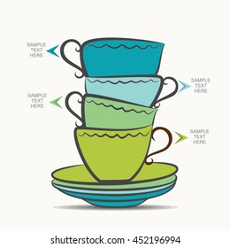 creative tea cup and plate info-graphics design vector