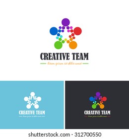 Creative Team, Colorful Style Vector Star Imagery Icons, Logos, Sign, Symbol Set