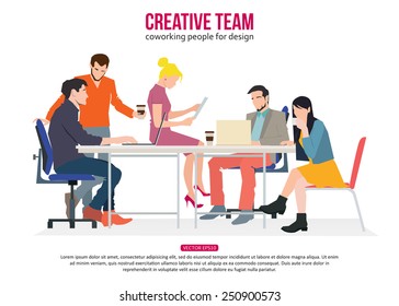 Creative Team Concept. Business meeting and Coworking people. Vector illustration