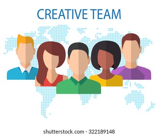 Creative Team Concept. Flat Style Modern Design. Vector Illustration