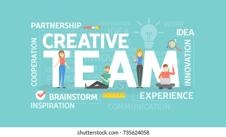 Creative team concept illustration. Idea of cooperation, brainstorming and innovation.