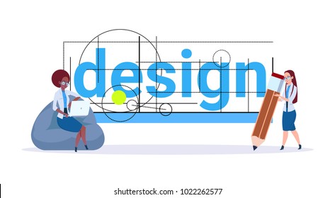 Creative Team Of Designers Working On Modern Business Project Web And Graphic Design Concept Flat Vector Illustration