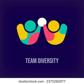 Creative team diversity logo. Unique color transitions. Social togetherness corporate logo template. vector