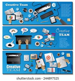Creative Team Flyer Template Set - Vector Illustration, Graphic Design, Editable For Your Design  