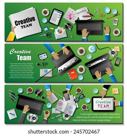 Creative Team Flyer Template Set - Vector Illustration, Graphic Design, Editable For Your Design  