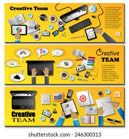 Creative Team Flyer Template Set - Vector Illustration, Graphic Design, Editable For Your Design  