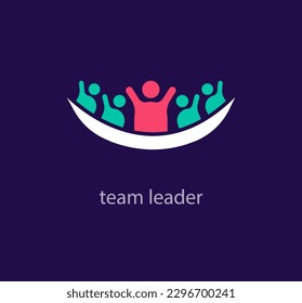 Creative team leadership logo design. Unique design color transitions. Unique people success logo template. vector