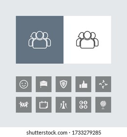 Creative Team Line Icon with Bonus Icons. 