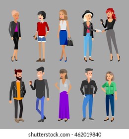 Creative team people. Teamwork, art director and designer, programmer and boss leader, group portrait. Design studio character