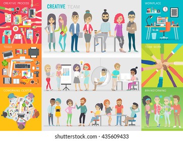 Creative team set. Vector illustration.