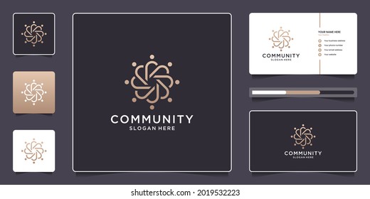 Creative team work with abstract people group logo design and business card template