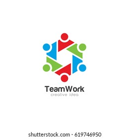 Creative Team Work Concept Logo Design Template
