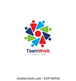 Creative Team Work Concept Logo Design Template