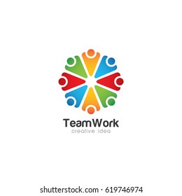 Creative Team Work Concept Logo Design Template