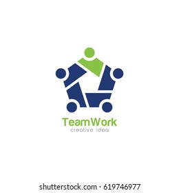 Creative Team Work Concept Logo Design Template