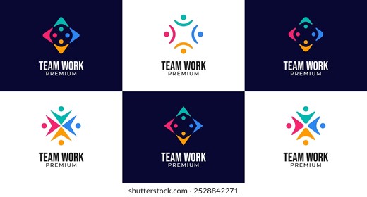 Ilustración creativa de la Plantilla del Vector del diseño del logotipo del trabajo en equipo
