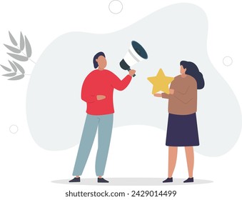 equipo creativo trabajando juntos. Comunicación empresarial y colaboración. Estrella de oro como símbolo de calidad