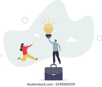 creative team working together. Business communication and collaboration.brainstorming and new idea.flat character life .