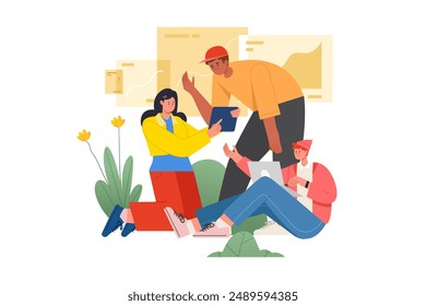 Trabajo en equipo creativo lluvia de ideas para ideas empresariales	
