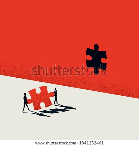 Creative teamwork in business vector concept. Creativity team cooperation, jigsaw puzzle symbol. Eps10 illustration.